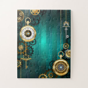 Puzzle Veille bijoux Steampunk sur un Arrière - plan vert