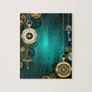 Puzzle Veille bijoux Steampunk sur un Arrière - plan vert