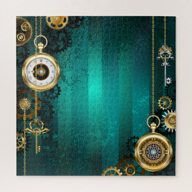 Puzzle Veille bijoux Steampunk sur un Arrière - plan vert (Vertical)