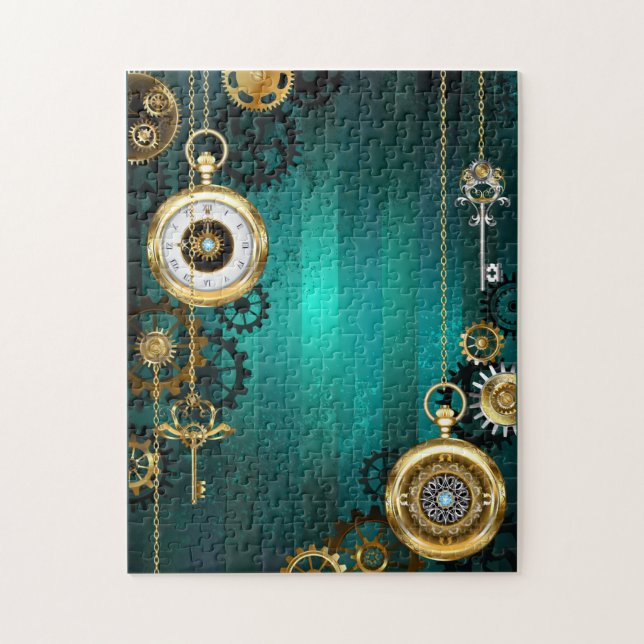 Puzzle Veille bijoux Steampunk sur un Arrière - plan vert (Vertical)