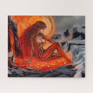 Puzzle "Veines du Volcan" - Portrait de femme volcanique