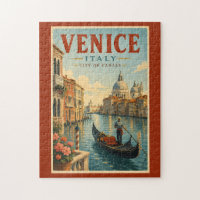 Venise Italie Canaux Illustration Voyage Art Rétro