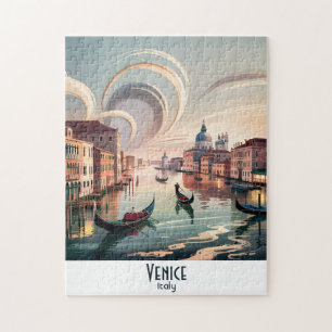 Puzzle Venise Italie Gondole Canal Aquarelle Voyage Rétro