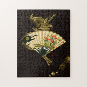 Puzzle Ventilateur oriental criblé au design floral