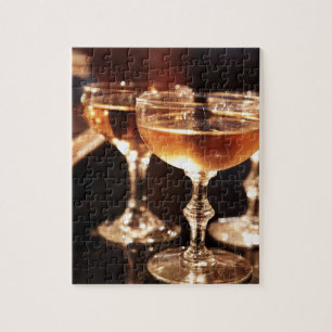 Puzzle verre à champagne toast doré
