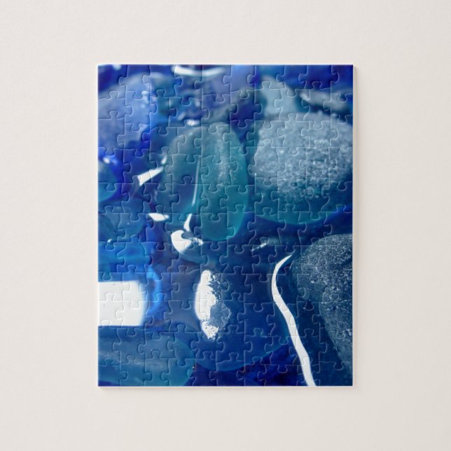 Puzzle Verre bleu de mer de bord de la mer (Vertical)