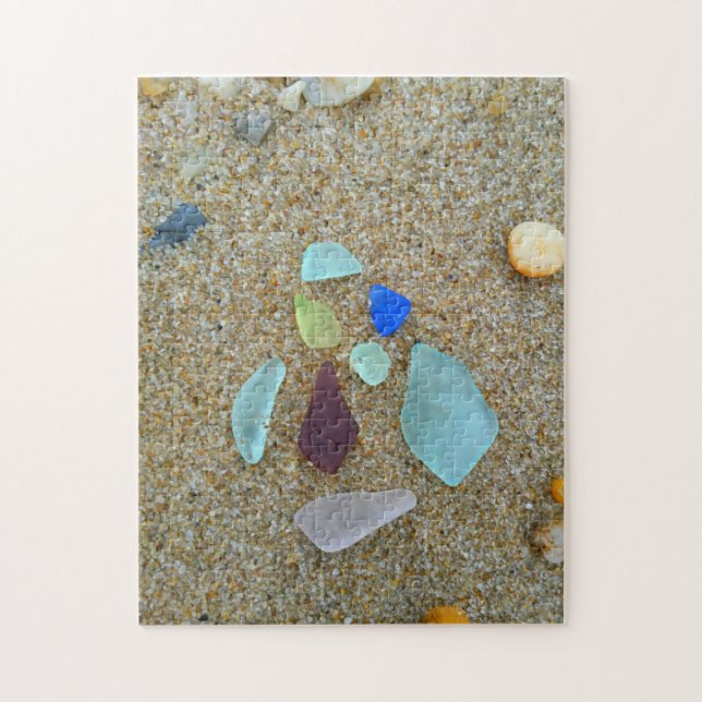 Puzzle Verre de mer sur la plage (Vertical)