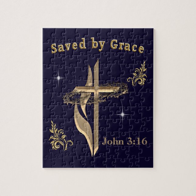Puzzle Verset biblique sauvé par Grace (Vertical)