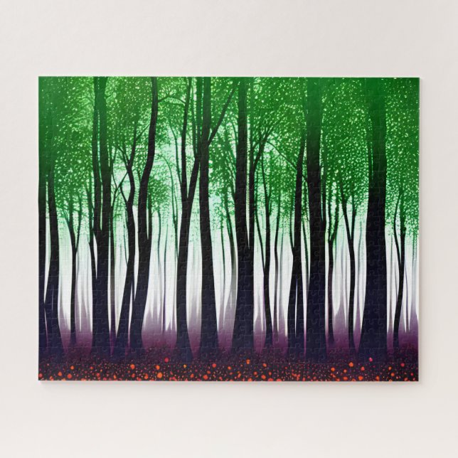 Puzzle Vert doux violet rouge Forêt mystique (Horizontal)