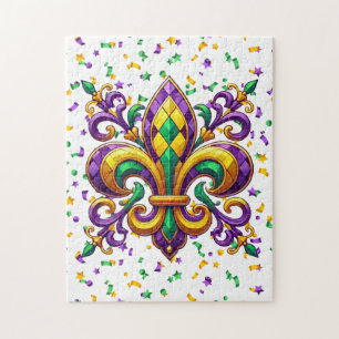 Puzzle Vert jaune pourpre Mardi Gras fleur de lis