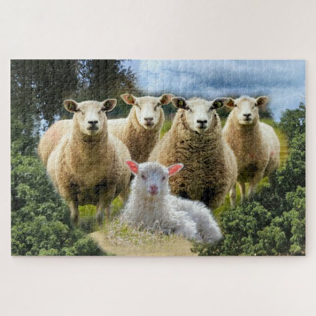Puzzle Vestige de mouton Herbe de mouton Agneau de bébé (Horizontal)