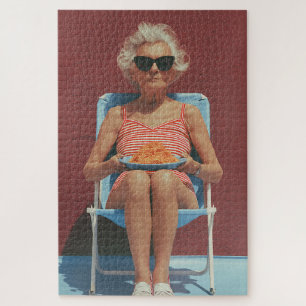 Puzzle Vibes d'été rétro – Portrait de femme âgée élégant