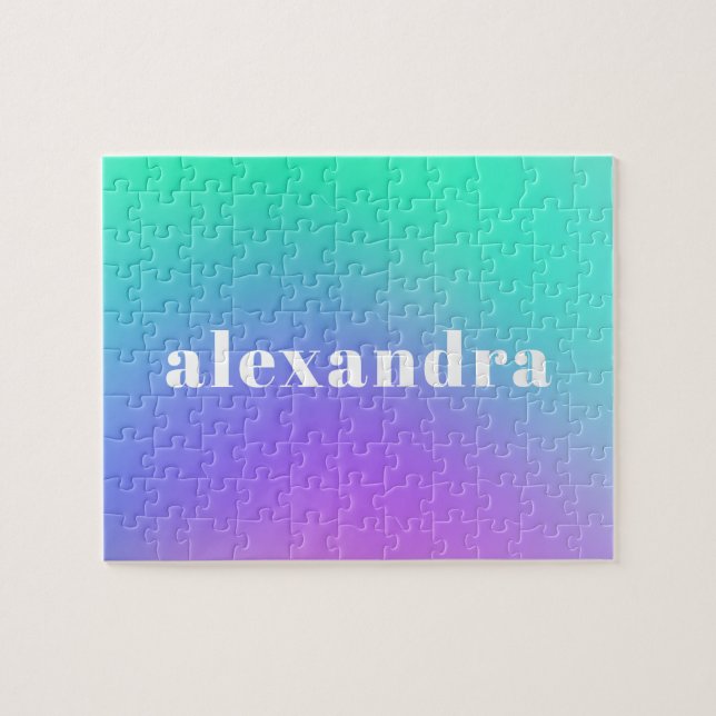 Puzzle Vibrant vert violet Abstrait Nom de dégradé (Horizontal)