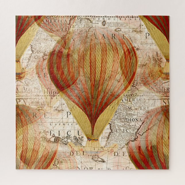 Puzzle Victorian Steampunk Collage of Hot Air Balloons (Vertical)