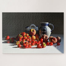 Vie morte avec fraises, pêches et cerises