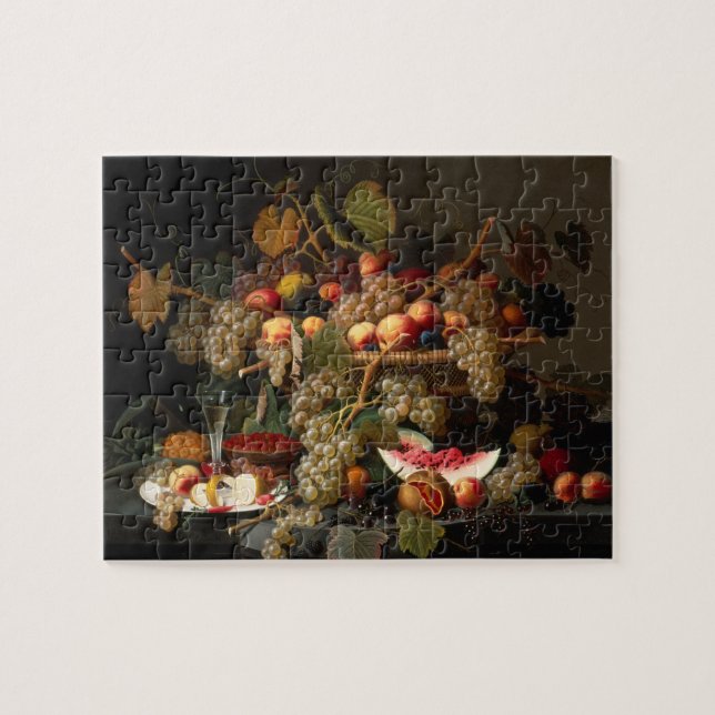 Puzzle Vie morte avec huile de raisin sur toile (Horizontal)