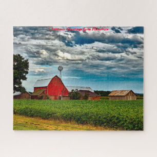 Puzzle Vielle grange Wisconsin.voeux de Noël