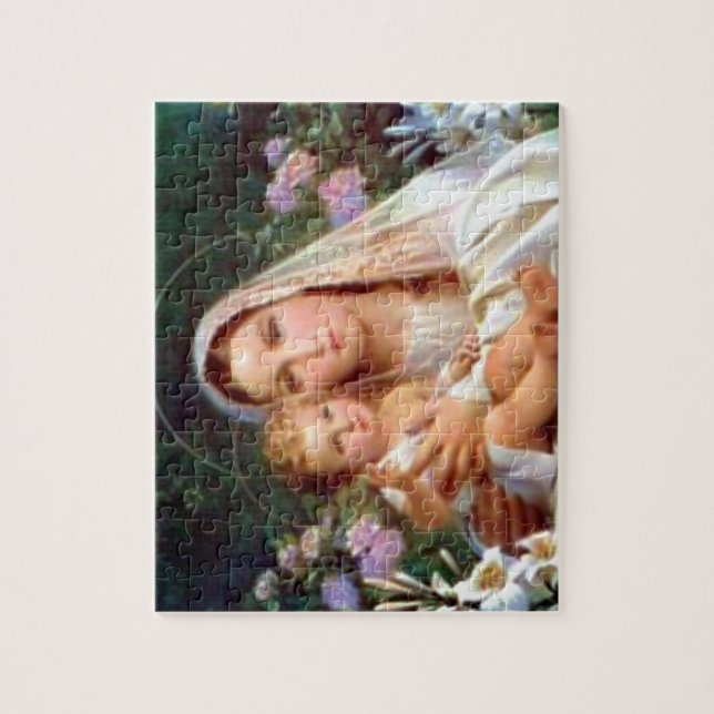 Puzzle Vierge Marie béni et enfant Jésus de nourrisson (Vertical)