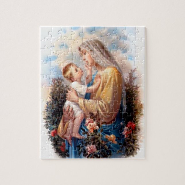 Puzzle Vierge Marie béni et enfant Jésus de nourrisson (Vertical)