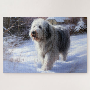 Puzzle Vieux chien de berger anglais Laissez tomber la ne