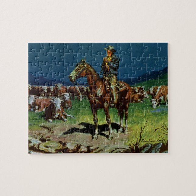Puzzle Vieux Cowboy, éleveur de bétail ranch dans la ferm (Horizontal)