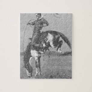 Puzzle Vieux Cowboys de Rodéo, Cheval Sauvage par Remingt