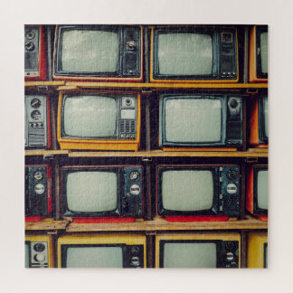 Puzzle Vieux écran noir de télévision rétro
