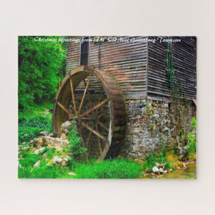Puzzle Vieux Moulin Gatlinburg Tennessee. Vœu de Noël