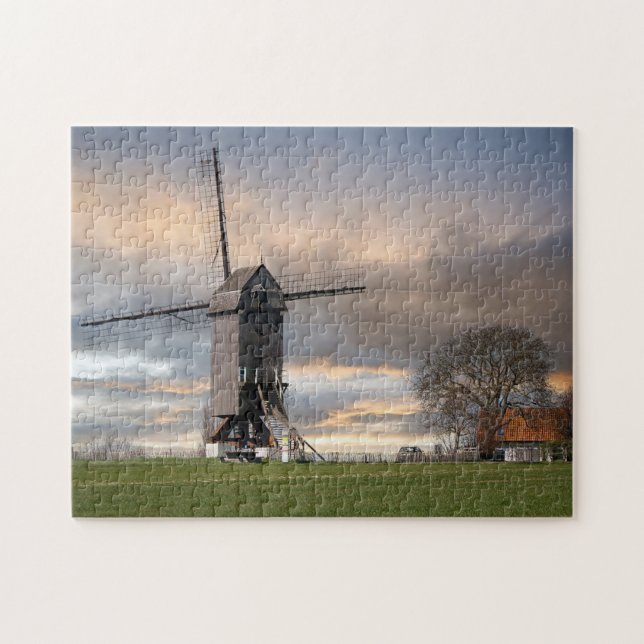 Puzzle Vieux Windmill Field Belgique Windmill Wooden Euro (Horizontal)