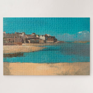 Puzzle Village by the Sea in Brittany by Odilon Redon