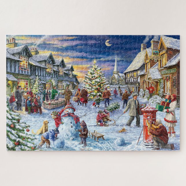 Puzzle Village de Noël neige Jigsaw (Horizontal)