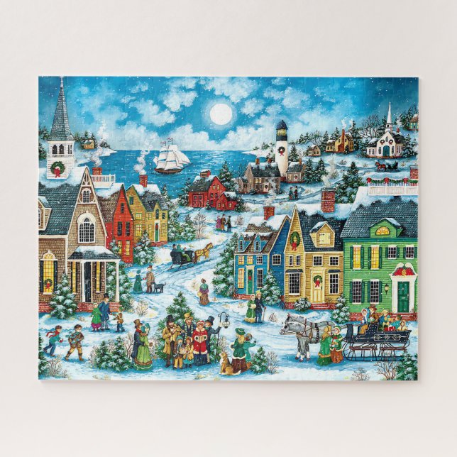Puzzle Village Wonderland d'hiver au bord de la mer (Horizontal)