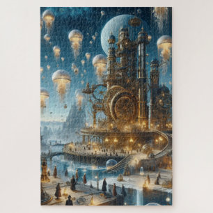 Puzzle Ville ancienne futuriste Steampunk avec méduses