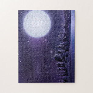 Puzzle Ville ancienne sous une Pleine lune