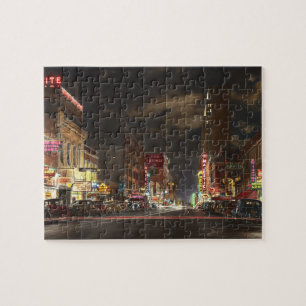 Puzzle Ville - Dallas TX - rue Elm la nuit 1941