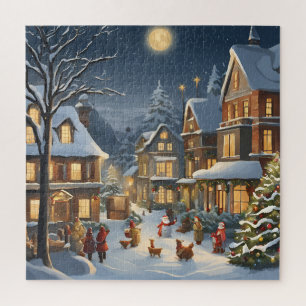 Puzzle Ville de Noël enneigée