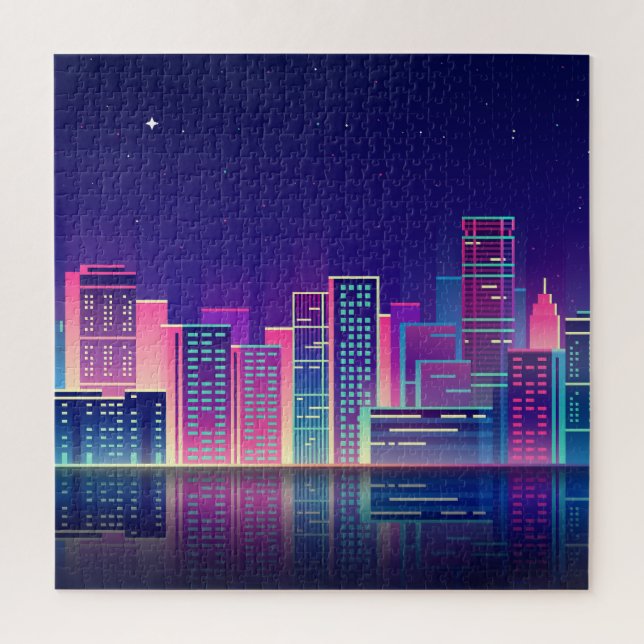 Puzzle Ville de nuit Vintage (Vertical)