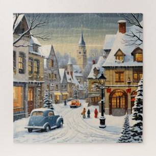 Puzzle Ville d'hiver rétro