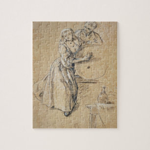 Puzzle Vin-pourer avec une carte de jeune homme (craie)