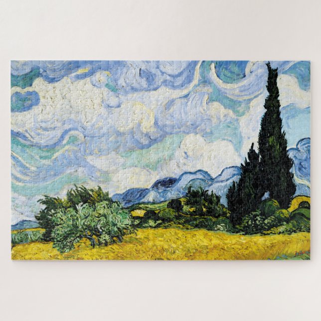 Puzzle Vincent Van Gogh Champ de blé avec cyprès (1889) (Horizontal)