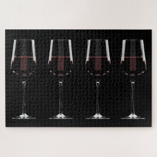 Puzzle Vins avec vin rouge sur noir