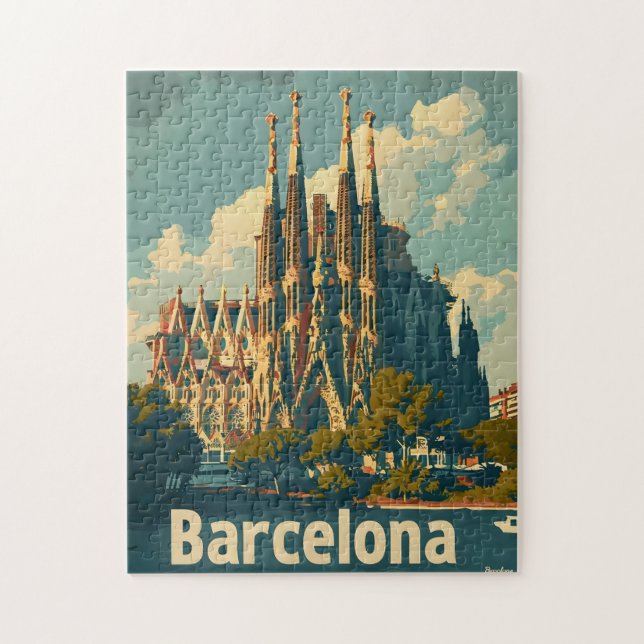 Puzzle Vintage Barcelona Sagrada Familia (Vertical)