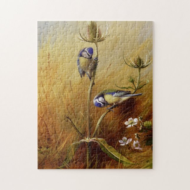 Puzzle Vintage Blue Wild Bird Art (Vertical)