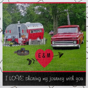 Puzzle Vintage Camper Trailer and Truck Valentine's Day