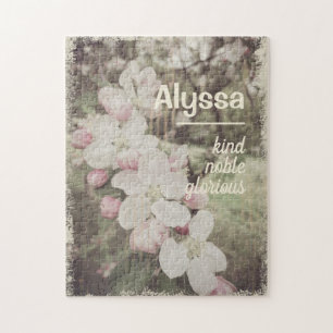 Puzzle Vintage Cherry Blossoms Nom Personnalisé Signifia