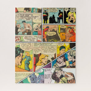 Puzzle Vintage Comic Layout Boxing Journaliste Romance