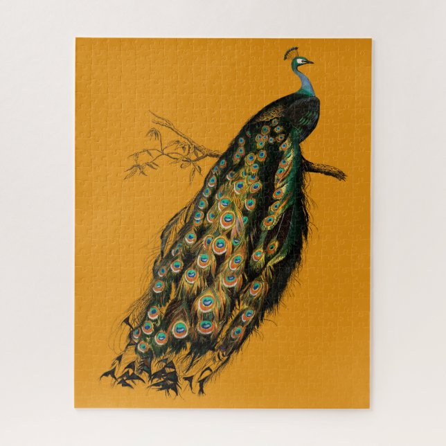 Puzzle Vintage complexe Peacock moutarde Jaune (Vertical)