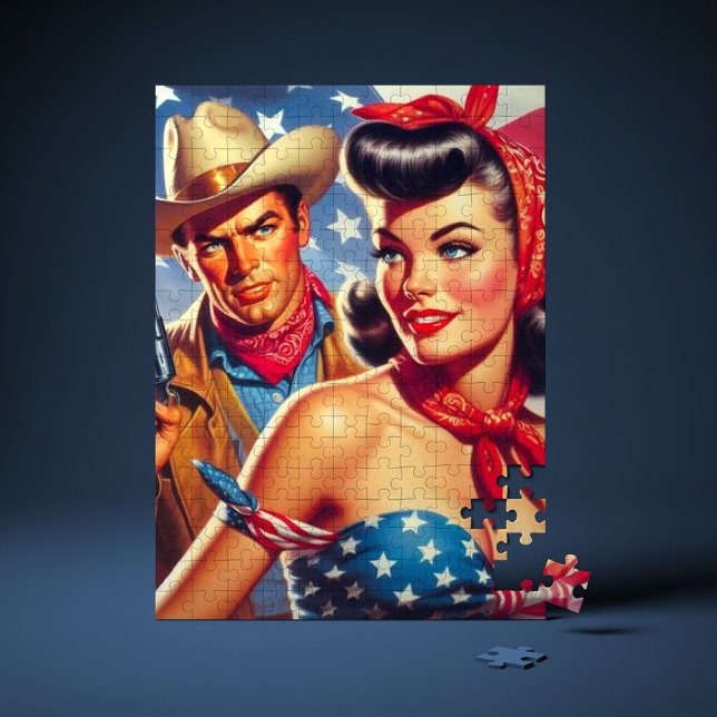 Puzzle Vintage Cowboy et Pin Up (Créateur téléchargé)