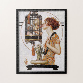 Puzzle Vintage dame cage bébé
