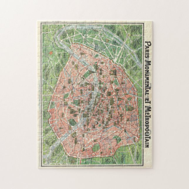 puzzle vintage de carte de Paris (Vertical)
